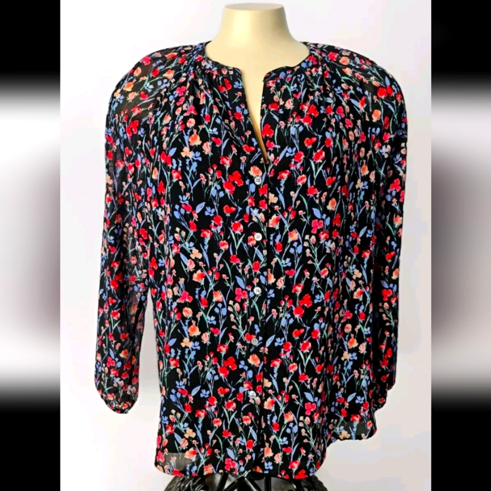 J.Crew Raglan NWT Womens Size Small Colorful Floral Button Up Lightweight Blouse